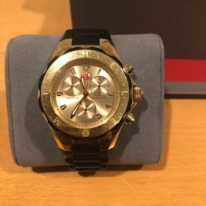 Michele Tahitian jelly bean large black gold watch